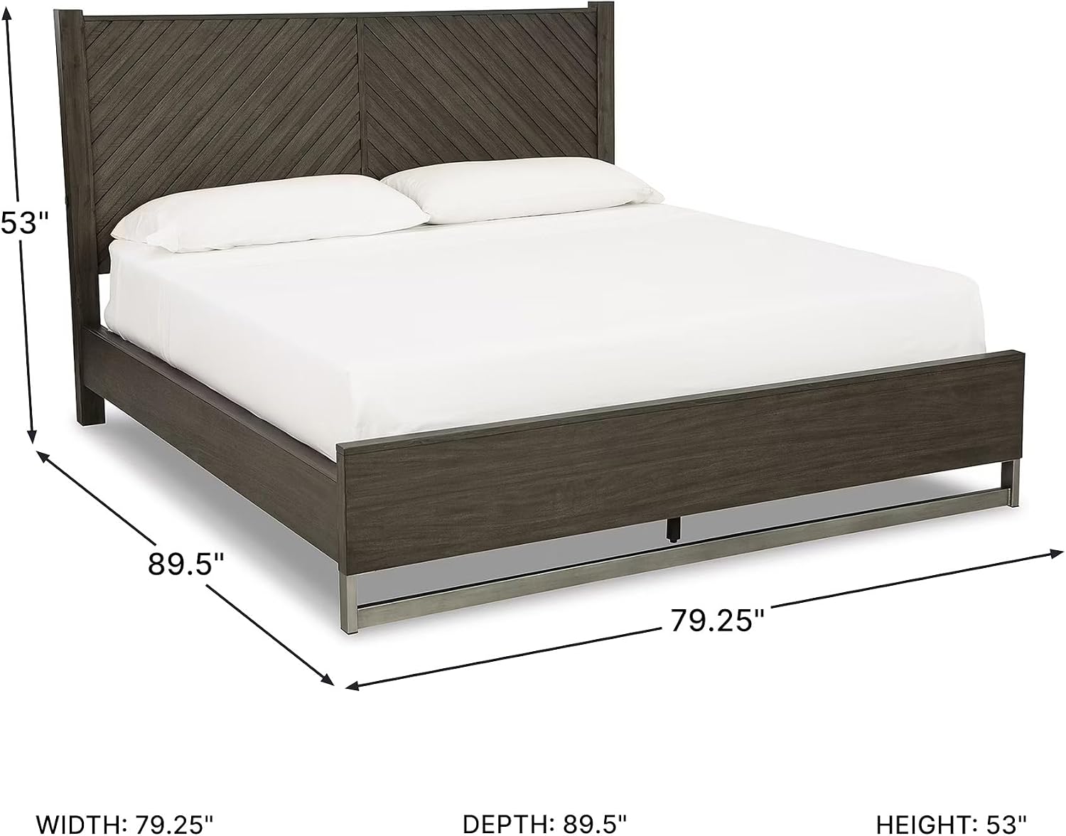 Signature Design by Ashley Arkenton Contemporary California King Panel Bed with Dual USB Charging Ports, Foundation or Box Spring Needed, Dark Brown