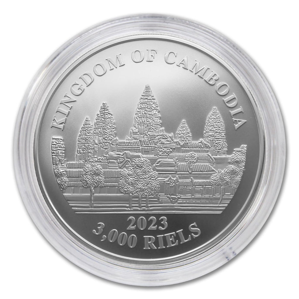 2023-1 oz Cambodian Silver Cambodia Wildlife: Clouded Leopard Coin Brilliant Uncirculated (in Capsule) with Certificate of Authenticity 3000 Riels Seller BU