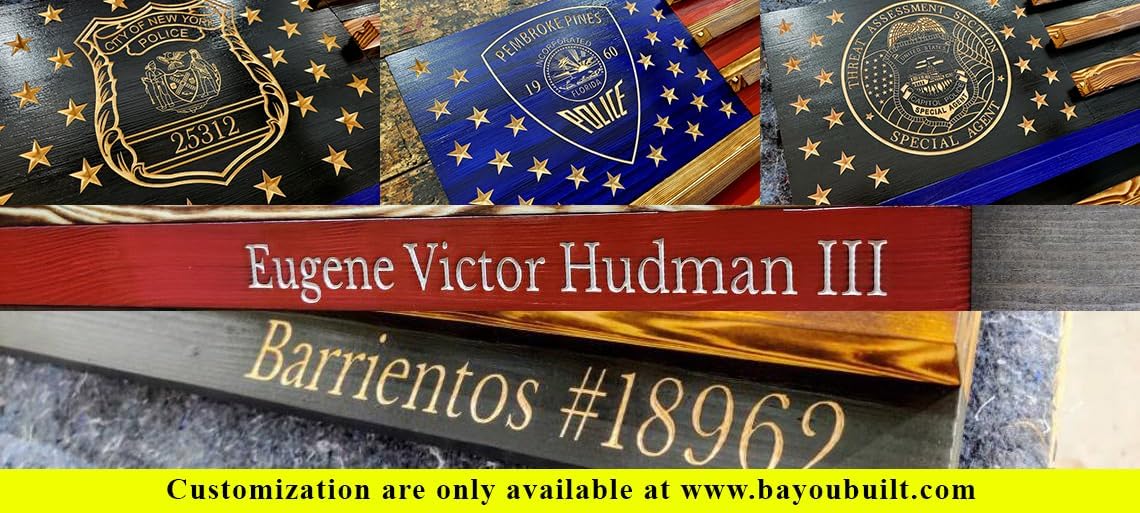 Thin Blue Line Challenge Coin Holder Display, Wooden Shelves hold 90-100 Coins, for Military, Police, Law Enforcement, First Responders, Custom Handmade Quality, Made in Texas