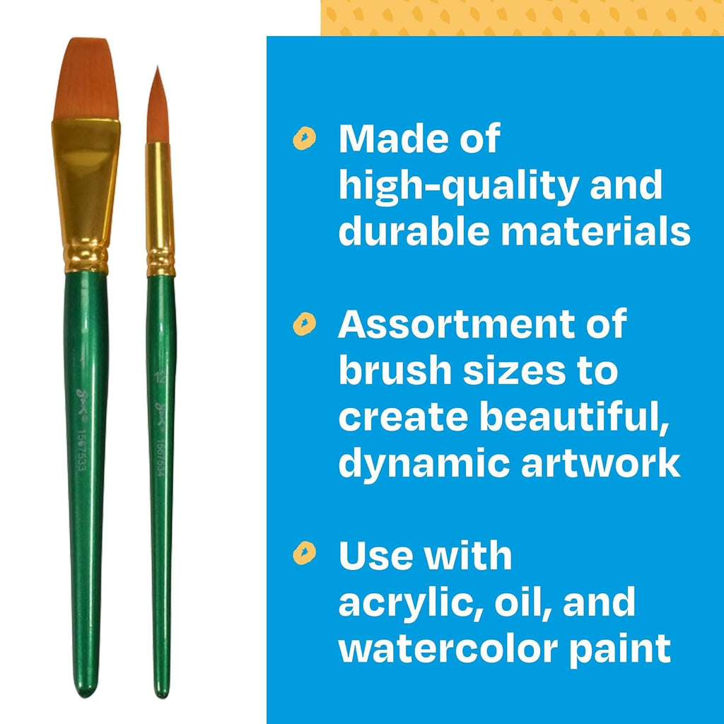 Sax Optimum Golden Synthetic Taklon Paint Brushes, Assorted Sizes, Set of 72 - 404637