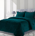Velvet Comforter Set Oversized Queen 3 Piece (Comforter + 2 Pillowcases) Light Teal 600 GSM