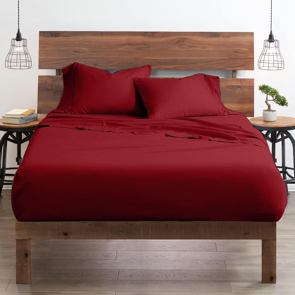Breathable Luxury Bedding ! 800 Thread Count 100% Egyptian Cotton Queen Size 4 Piece Sheet Set Fit 15' Inch to 18' Inch Deep Pocket Burgundy Solid.