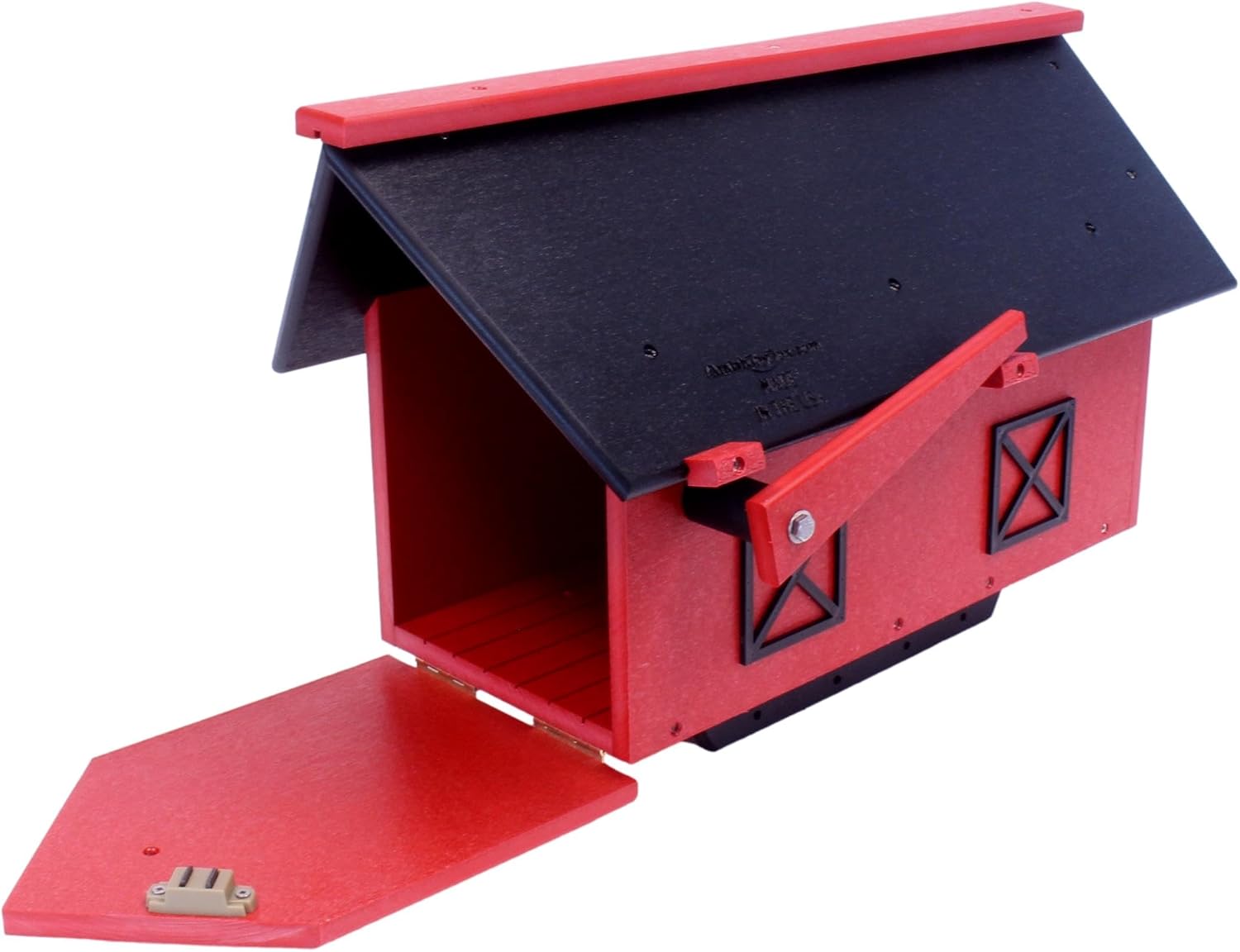 Mailbox, Post Mount, Made with Weather-Proof Poly Lumber, UV-Resistant (Black & Bright Red)