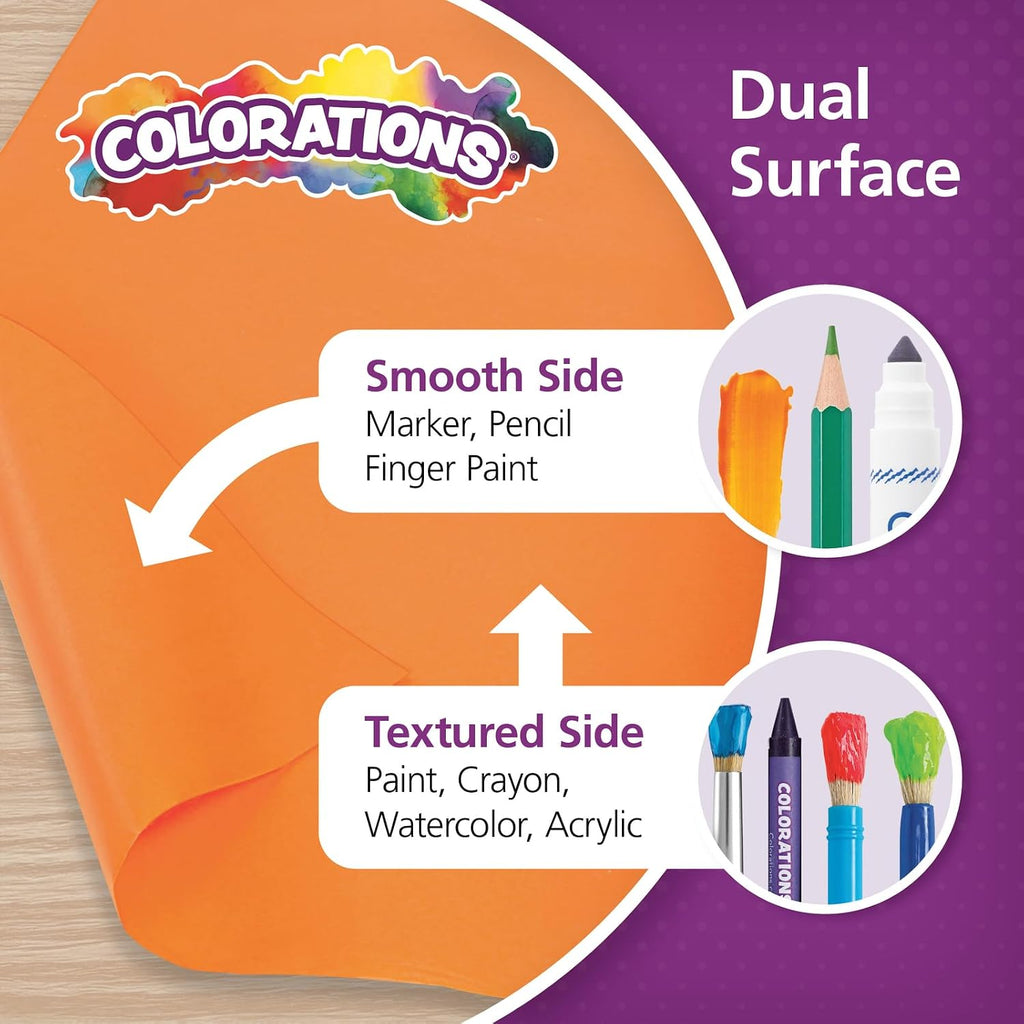 Colorations Arts and Crafts Paper Roll - Orange, Dual Surface, Finger Paints, Painting, Watercolors, Acrylic Paints, Wall Art, Bulletin Board Paper, Kids Crafts (Item # DSOR), 36' x 1000' (1 Roll)