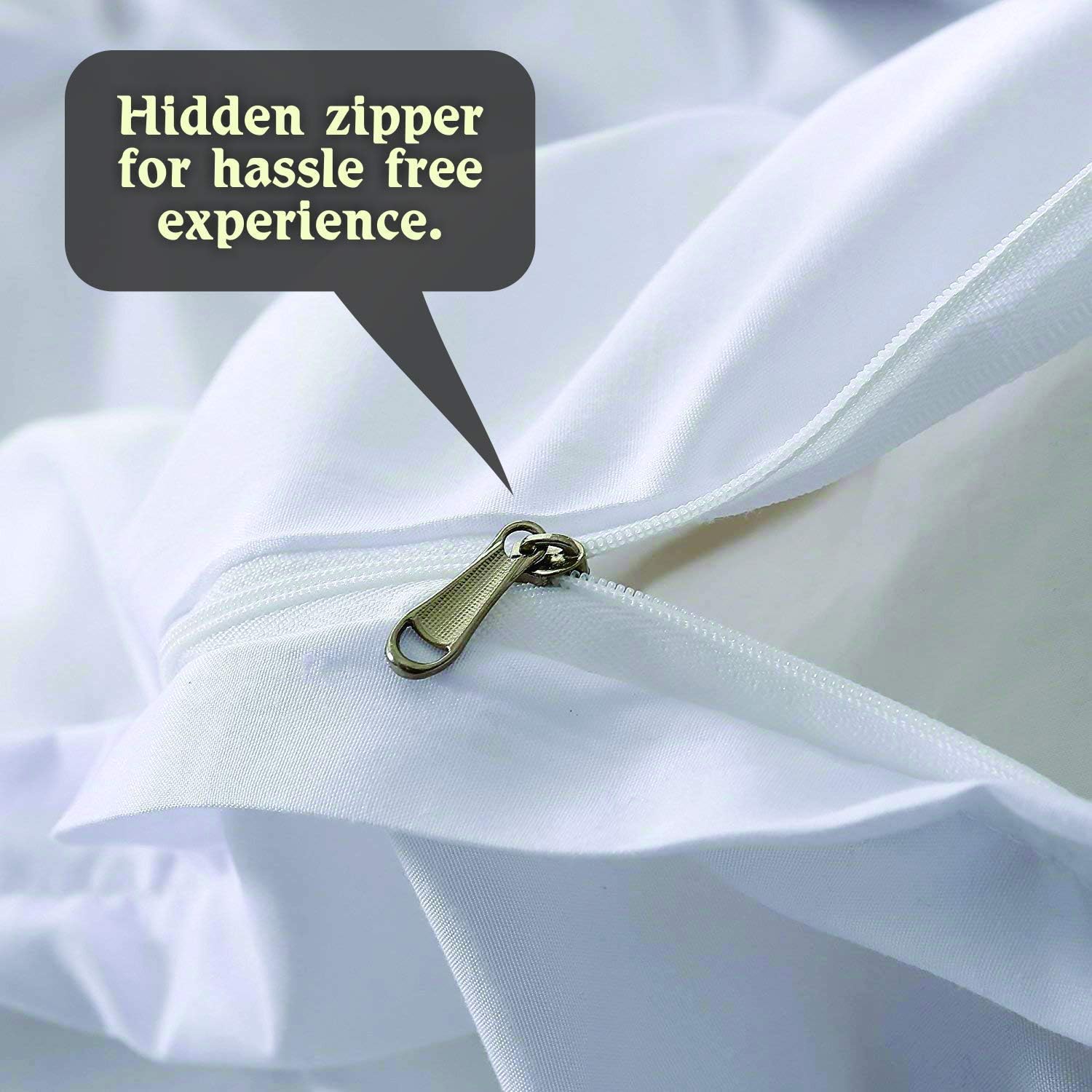 Crown Collection 1000-TC Hypoallergenic Ultra Soft Design 100% Egyptian Cotton Pinch Plated Duvet Cover with Zipper Colser & 2pcs Pillow Case Set (Oversize 98x120, Ivory)