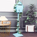 Key Drop Box Wall Mount Mailbox Mailboxes for Outside Wall Mount, Metal Mailbox, Complete System with Steel Mailbox and Aluminum Post Included(Light Blue)