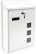 Relaxdays Design Mailbox/Letterbox Metal 4 Colours 3 Viewing Windows 25x40 cm Post Mail Secure, White