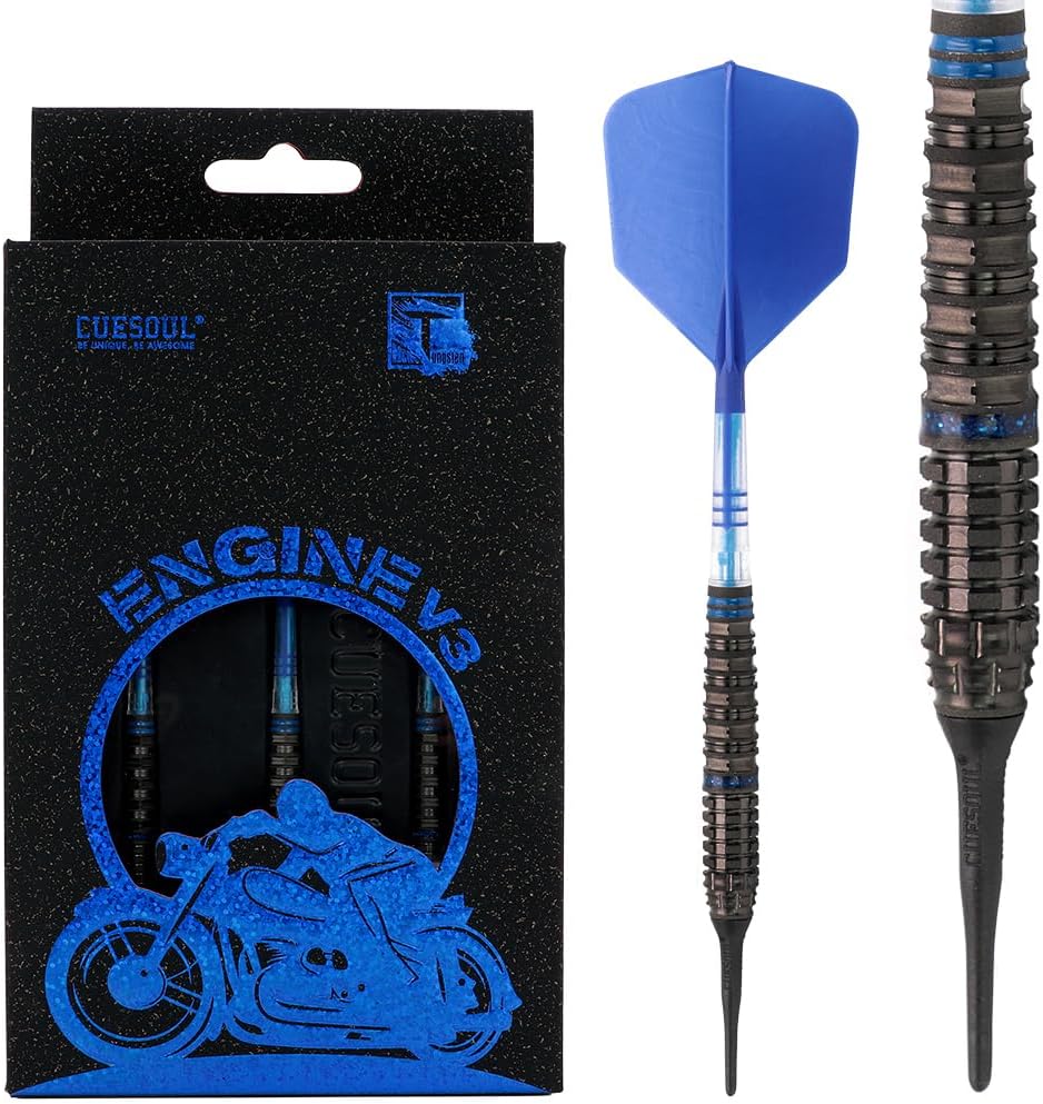 CUESOUL Engine 18/19/20/21g Soft Tip 90% Tungsten Dart Set with Oil Paint Finished and Unifying ROST T19 Carbon Flight