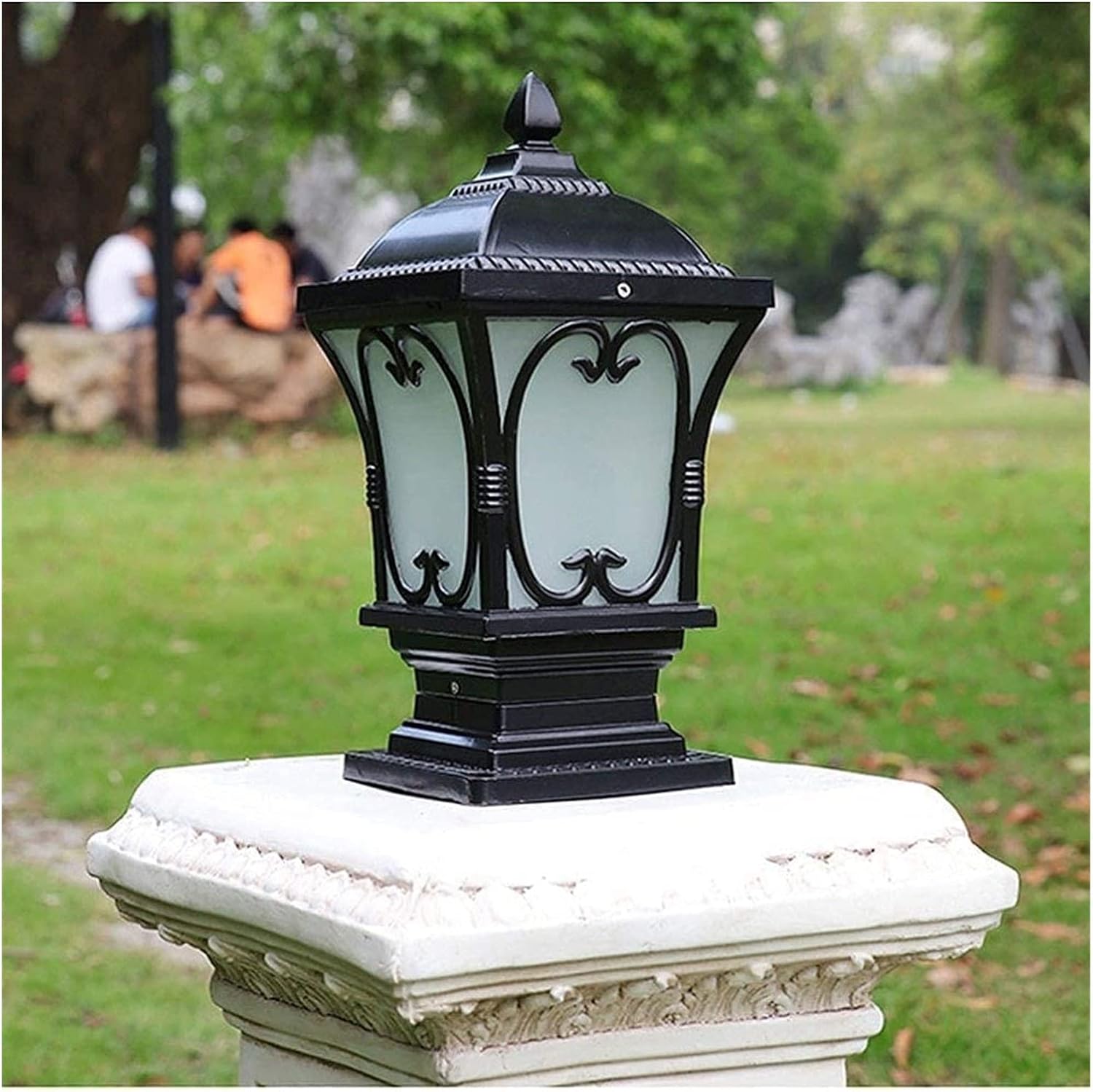 Courtyard light Stigma Floor Lamp Lantern Wood Mailbox Posts for Outside Columns and Pillars Door Post Waterproof Post Light Garden Villa Pillar Lamp Street La ( Color : Dolphin Waves , Size : 38Cm )