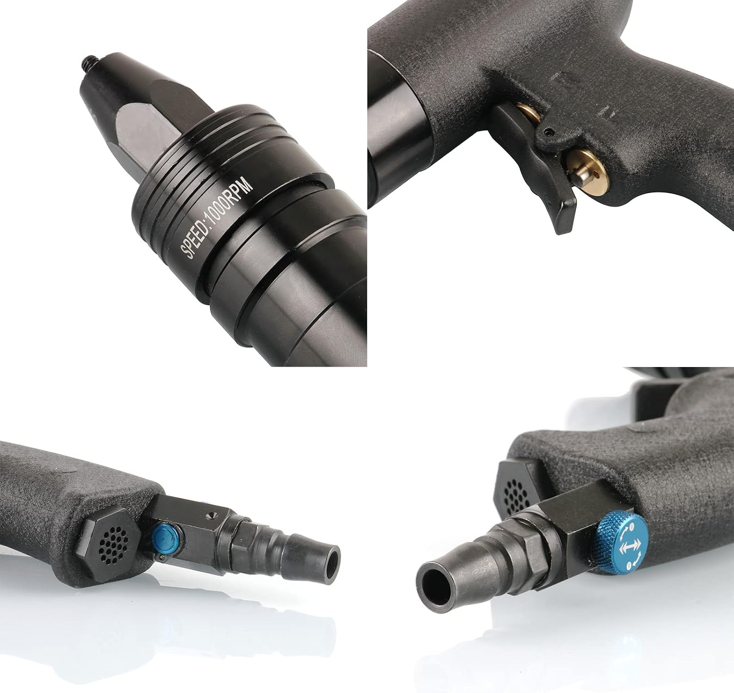 Industrial Grade Adjustable Speed Pneumatic Rivet Nut Gun, Insert Thread Pull Setter Riveting Nuts Tool with Self-Locking Head Gun,M5M6 (M5M6)