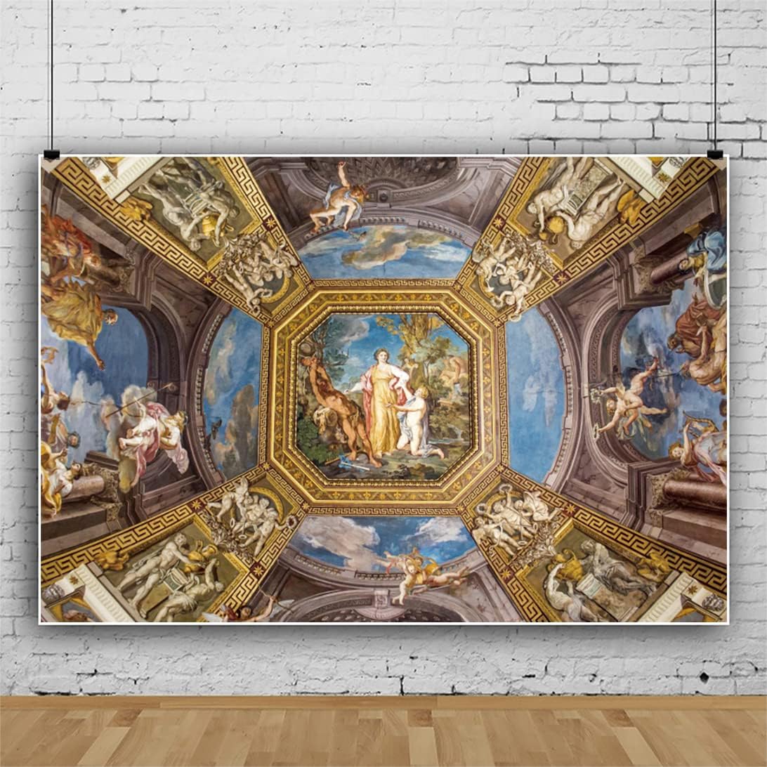 Leyiyi 20x10ft Sistine Chapel Backdrop Church in The Vatican Photography Background Ceiling Painting Pattern Decorations Church Events Supplies Photo Booth Video Studio Props Wallpaper Banner Vinyl