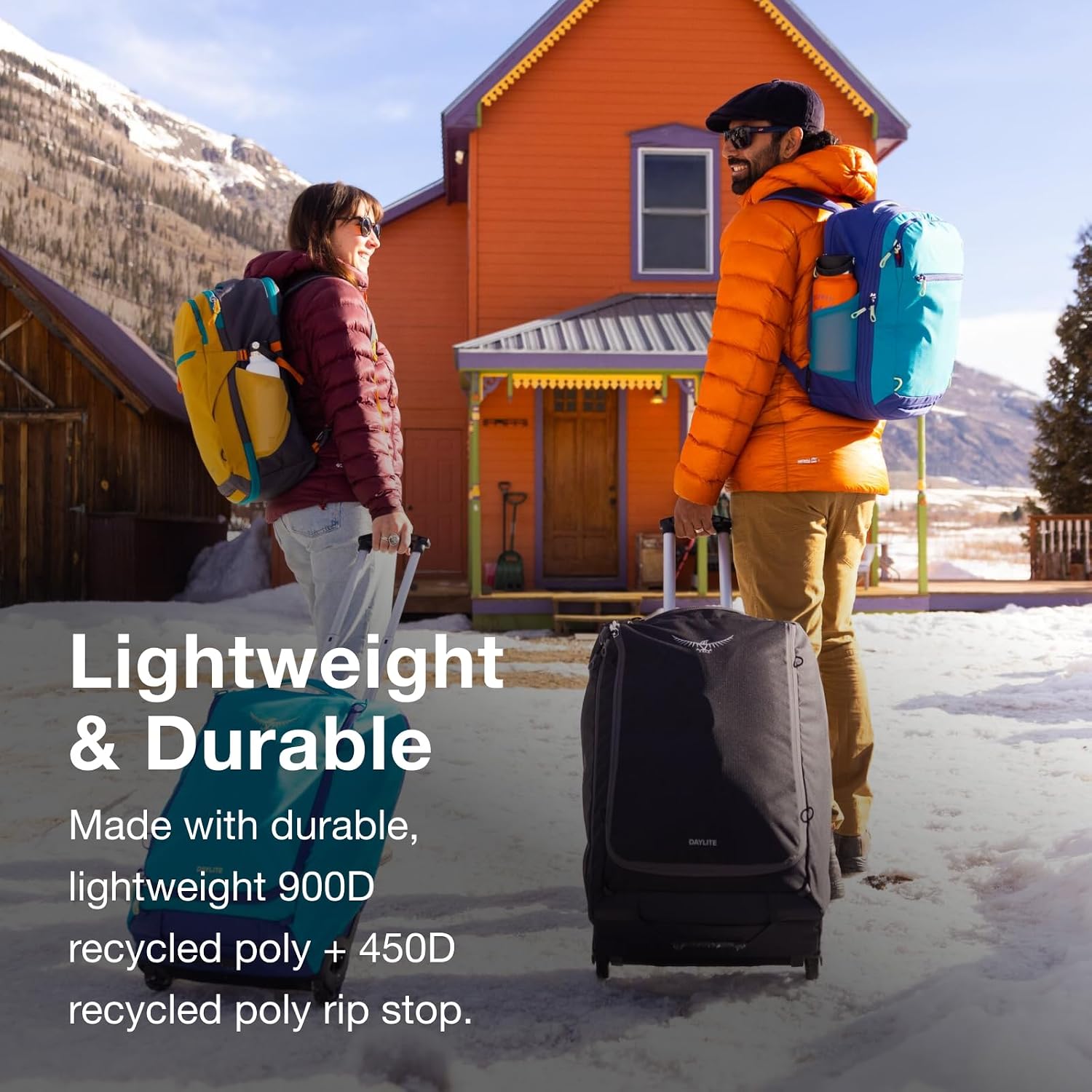 Osprey Daylite 85L Wheeled Collapsible Travel Duffel Bag - Lightweight Rolling Suitcase, Blue Spikemoss/Alkaline