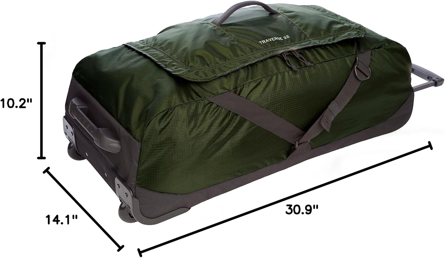 Eddie Bauer Traverse Luggage | Roller Wheels | Telescoping Handle | Travel | Vacation | Ripstop Nylon - Dark Loden, 31'