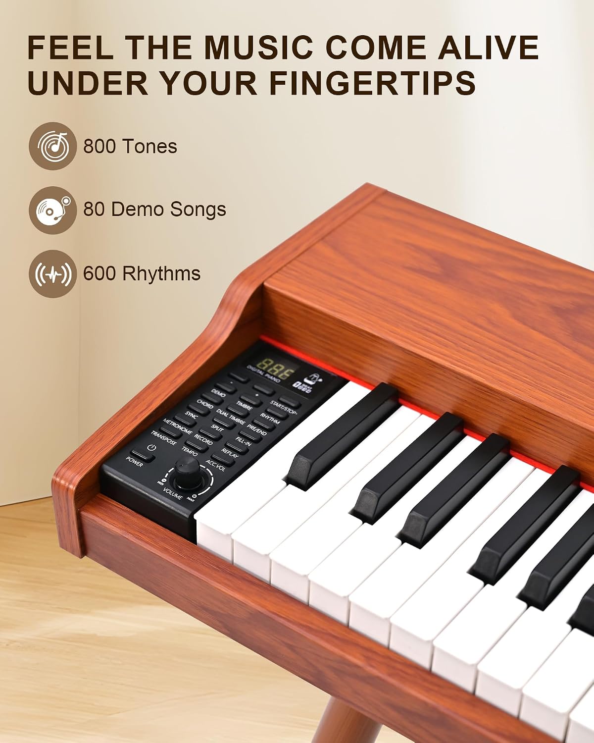 SP88G Digital Piano Keyboard with Stand & Triple Pedal, 88 key Semi Weighted Electric Piano for Beginners and Adults, 800 Tones, 600 Rhythms, 80 Demo Songs with Headphones, USB-MIDI