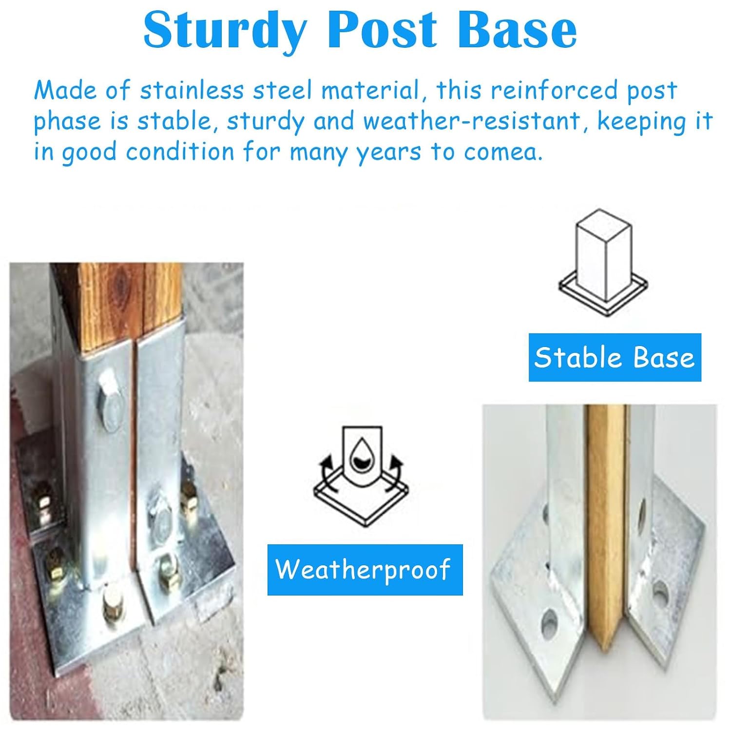 Heavy Duty Half Column Base, Adjustable Wood Fence Post Brackets for Wooden Mailbox/Patio Fence, Sturdy Stainless Bracket Anchor, Ground Mount(18pcs)