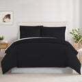 800TC 3 Sided Zipper Duvet Cover Set Soft Egyptian Cotton 3 Sided Zipper Closure, 3 PCS 1-Duvet Cover & 2- Pillow Shams - Oversize Queen Size (98' x 98') Inches, (Black Stripe)