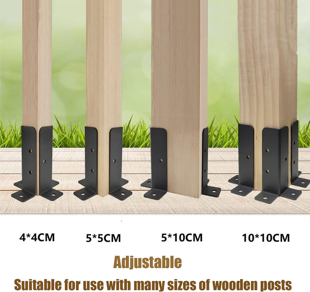4x4 Concrete Post Anchor for Flexible Fence Post Holder, Adjustable Metal Base with Installation Kit - Fits 1.5X1.5 2x2 2x4 4x6 Wooden Mailbox Railing Posts