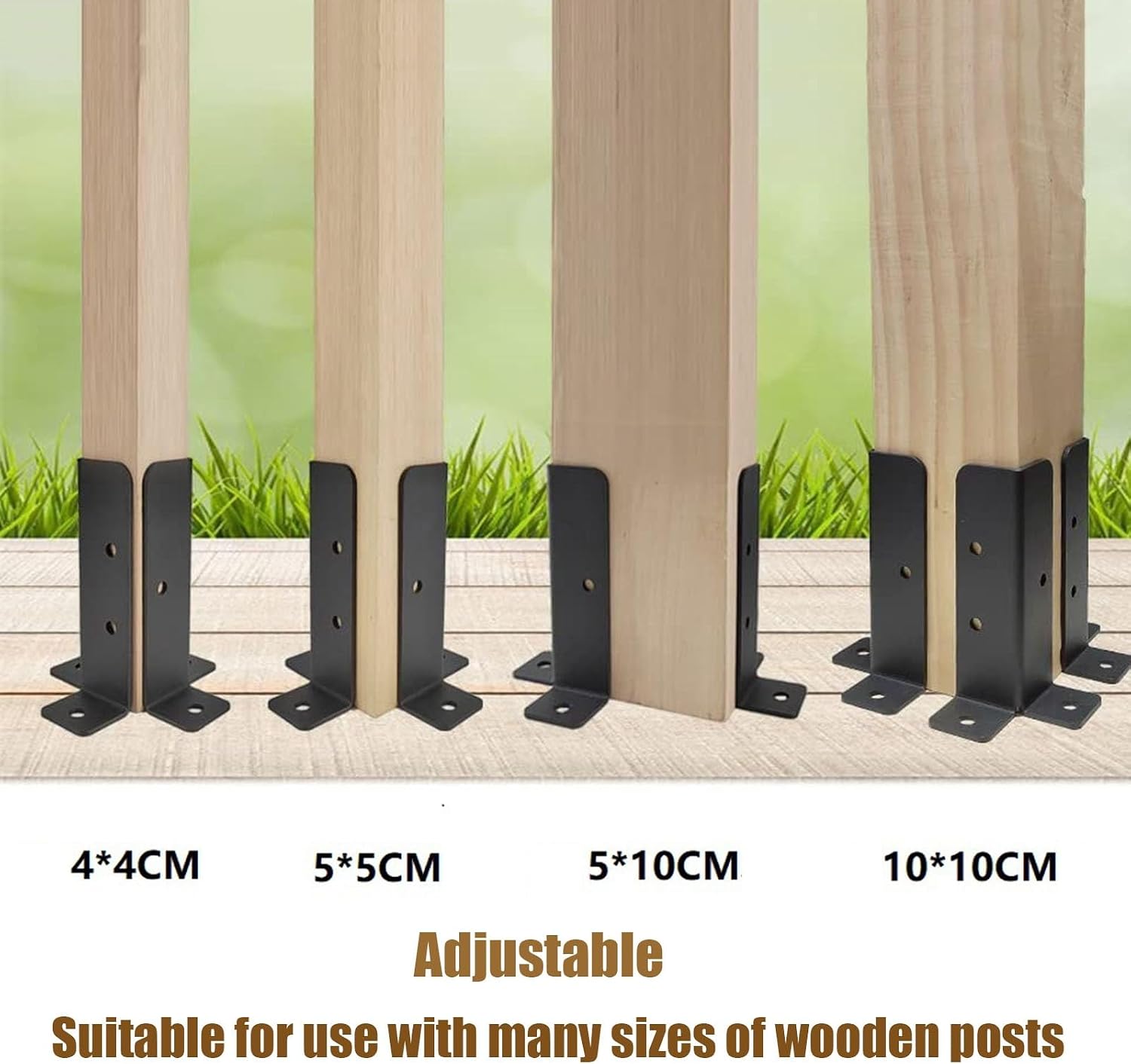 4x4 Concrete Post Anchor for Flexible Fence Post Holder, Adjustable Metal Base with Installation Kit - Fits 1.5X1.5 2x2 2x4 4x6 Wooden Mailbox Railing Posts