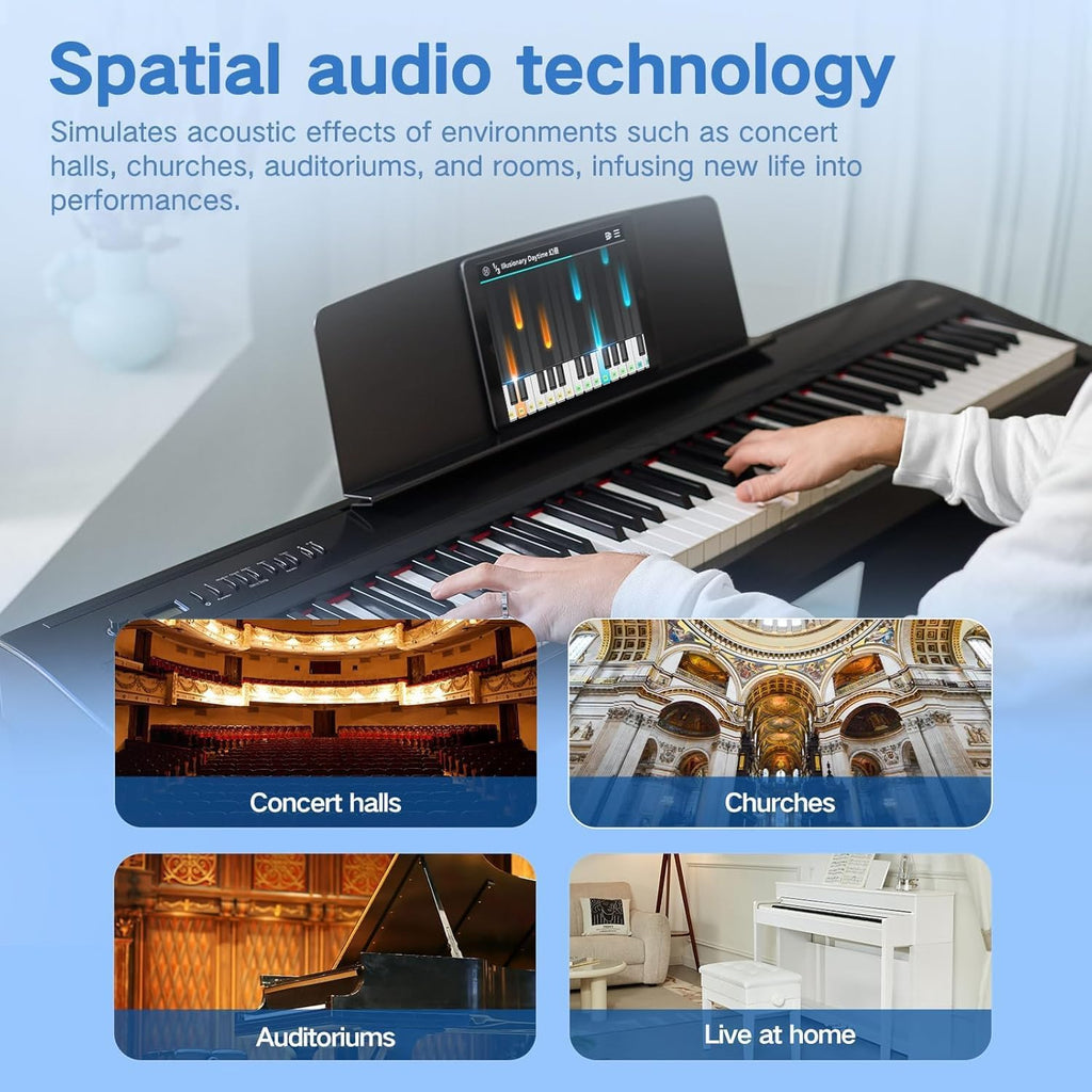 TERENCE P50 88 Key Weighted Keyboard Full Size Weighted Keyboard Piano 88 Keys with 2 * 25W Stereo Speakers,Digital Keyboard with Bluetooth,MIDI,Pedal,Audio/Video Recording,for Beginners and Advances