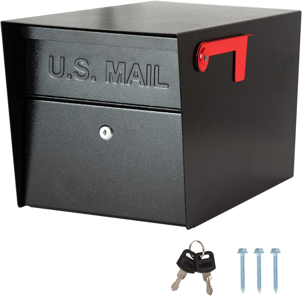 Large Locking Mailbox for Outside, RAINHOL All-Metal Modern Security Mailbox with 2 Keys, 21' x 11.2' x 10.5', Black