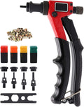Manual Rivet Gun, Manual Hand Riveter, Rivet Nut Manual Pull Gun Rivet Tool Set with 100 PCS Rivet Nut 4 Mandrels M3/M4/M5/M6 for Metal, Wood And Plastic