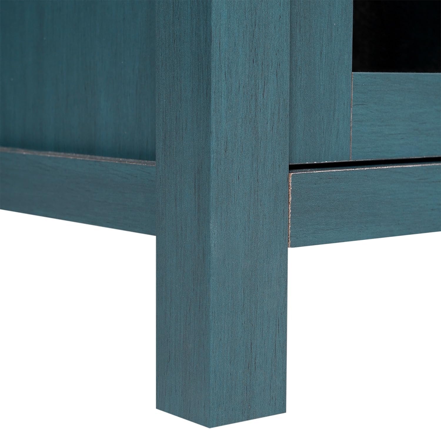 Flash Furniture Dion Modern Buffet Sideboard Storage Cabinet, Engineered Wood Construction, 2 Tempered Glass Soft Close Doors, 2 Drawers, Open Shelf, 59', Teal