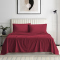 1000 Series - 100% Egyptian Cotton Sheet Set Soft & Comfy Breathable Hotel Quality Luxury Bedding -Queen Size Fits Mattress Up to 18-20' Deep (Stripe, Burgundy)