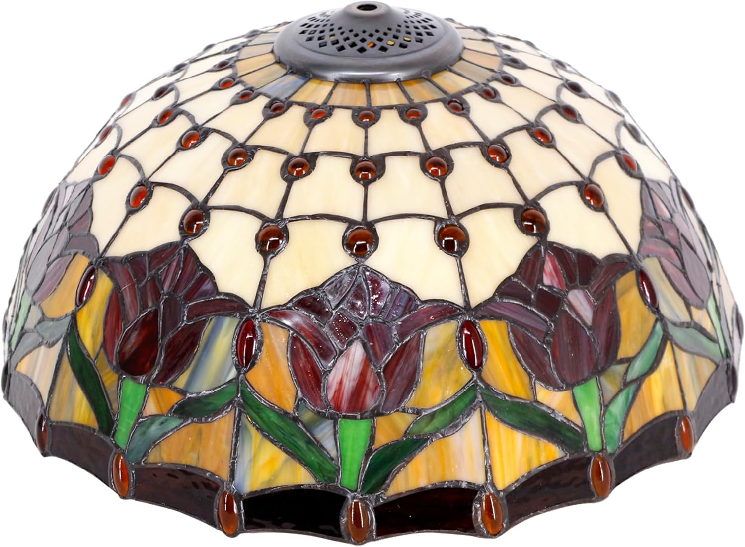 Large Tiffany Lamp Shade Replacement Only 16Inch Stained Glass Lampshade Fit For Table Lamps FLoor Lamp Ceiling Fixture Pendant Hanging Light Home Office Decoration (Yellow Tulips)