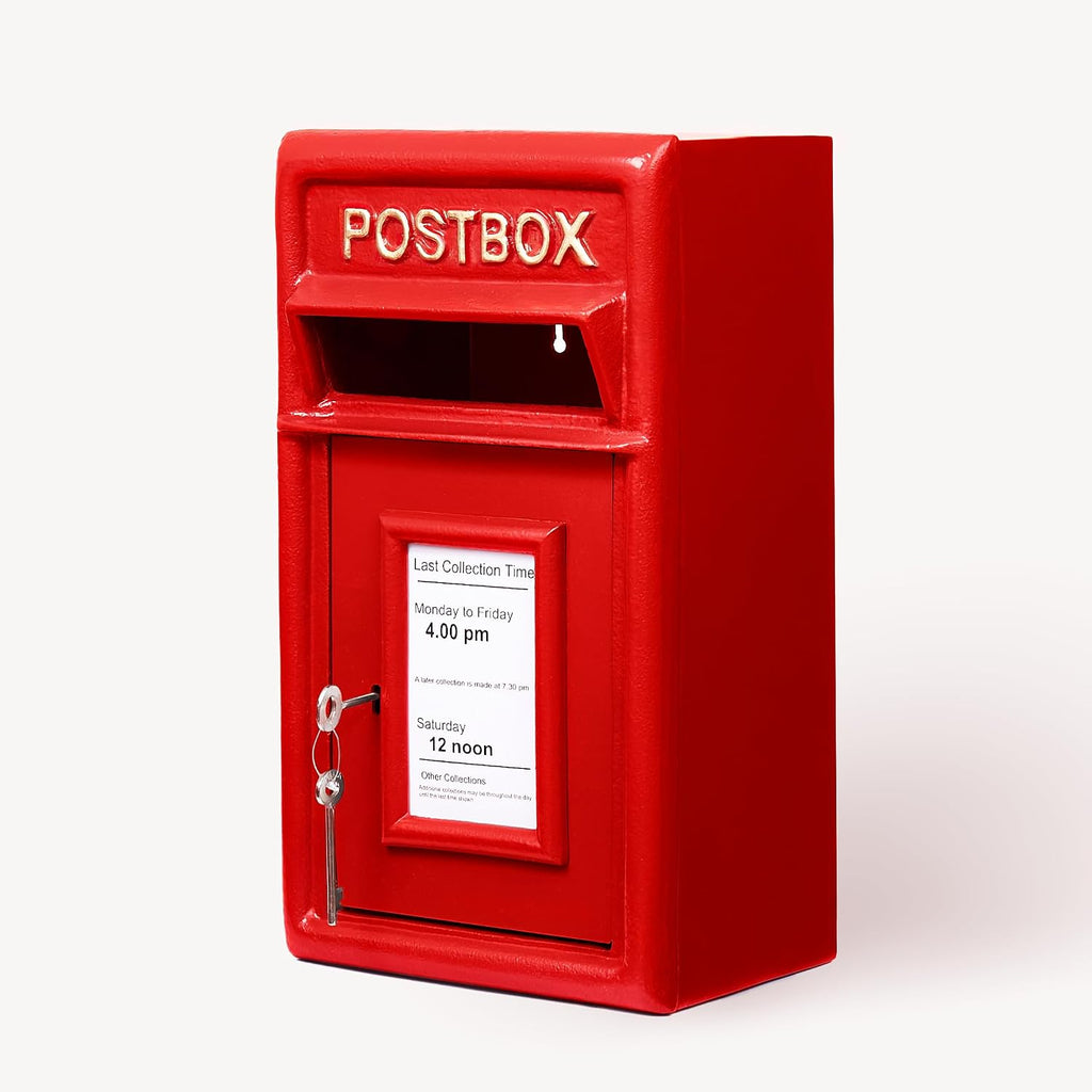 ACL Royal Mail Post Box – Red Mail Box with Lock – Pillar/Wall Mounted Post Box – Lockable Postage Box Royal Mail Replica – Durable Cast Iron Post Office Box (Post Box RED 17D x 44H)