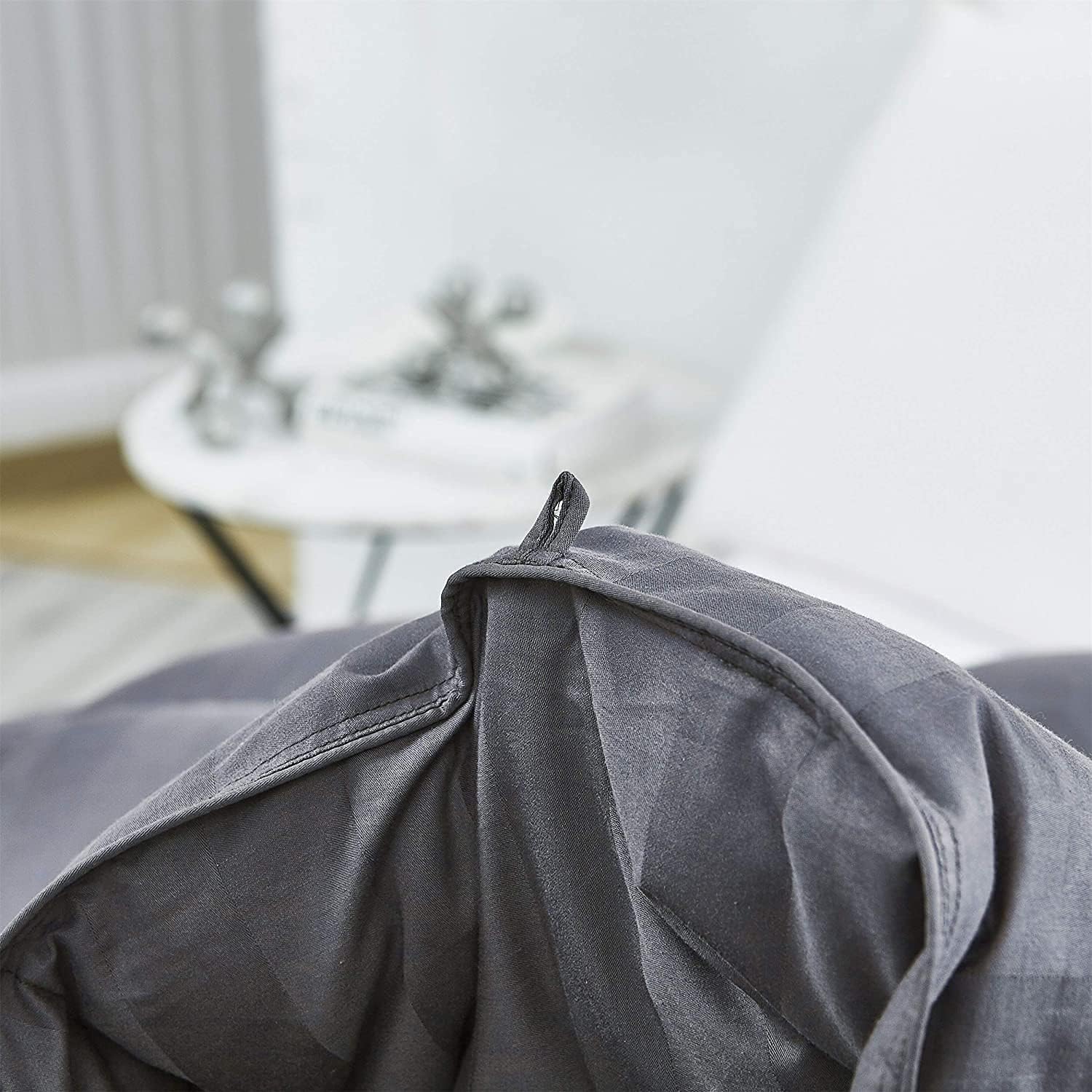 Luxurious Goose Down Comforter Duvet Insert, California King Gray Stripe Design, 1200 Thread Count 100% Egyptian Cotton, 750+ Fill Power, 65 oz Fill Weight