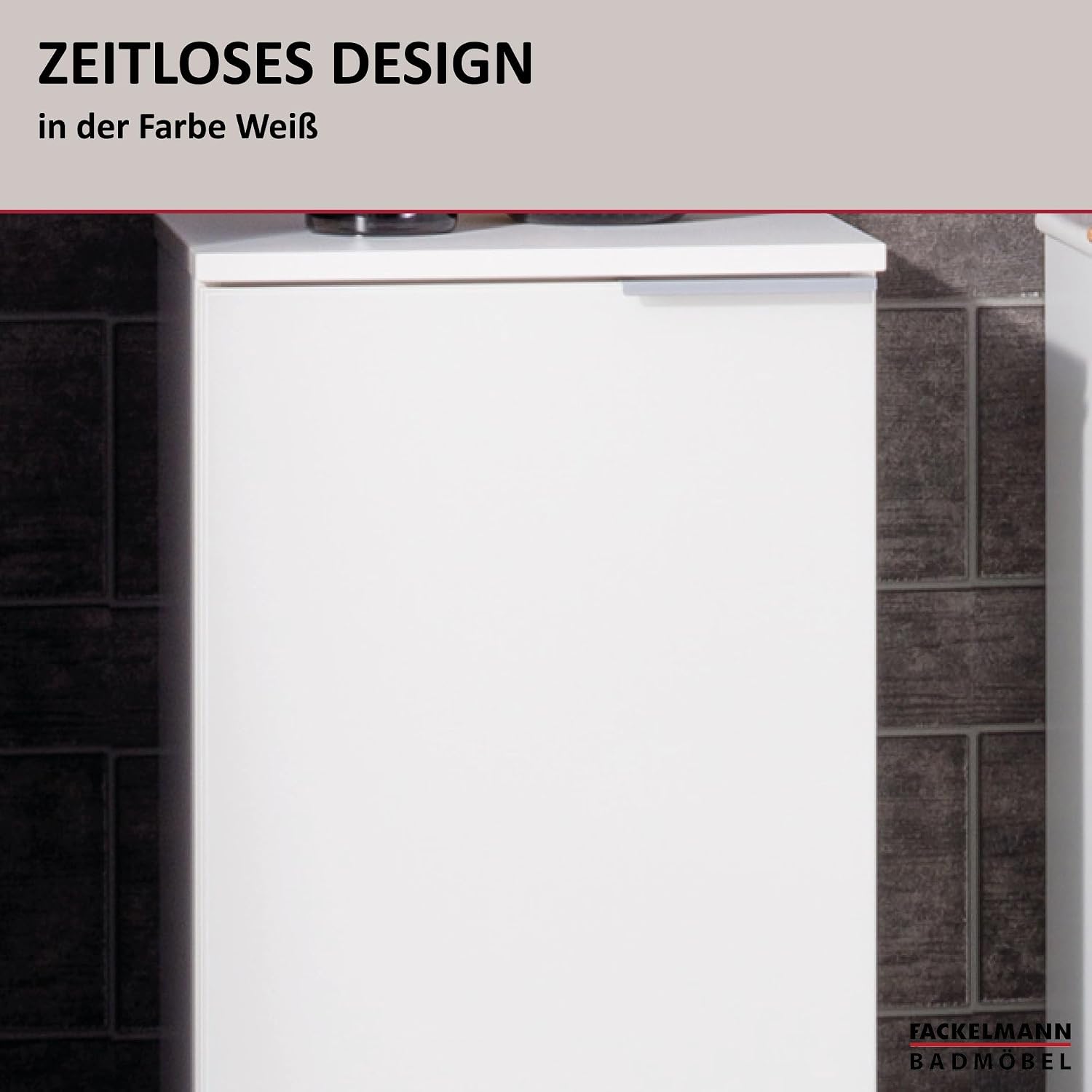 FACKELMANN Kara Bathroom Cabinet with Soft-Close System Dimensions (W x H x D): Approx. 41 x 70 x 32 cm Bathroom Cabinet/Door Hinge Left/Body: Matte White/Front: Lacquered Glass