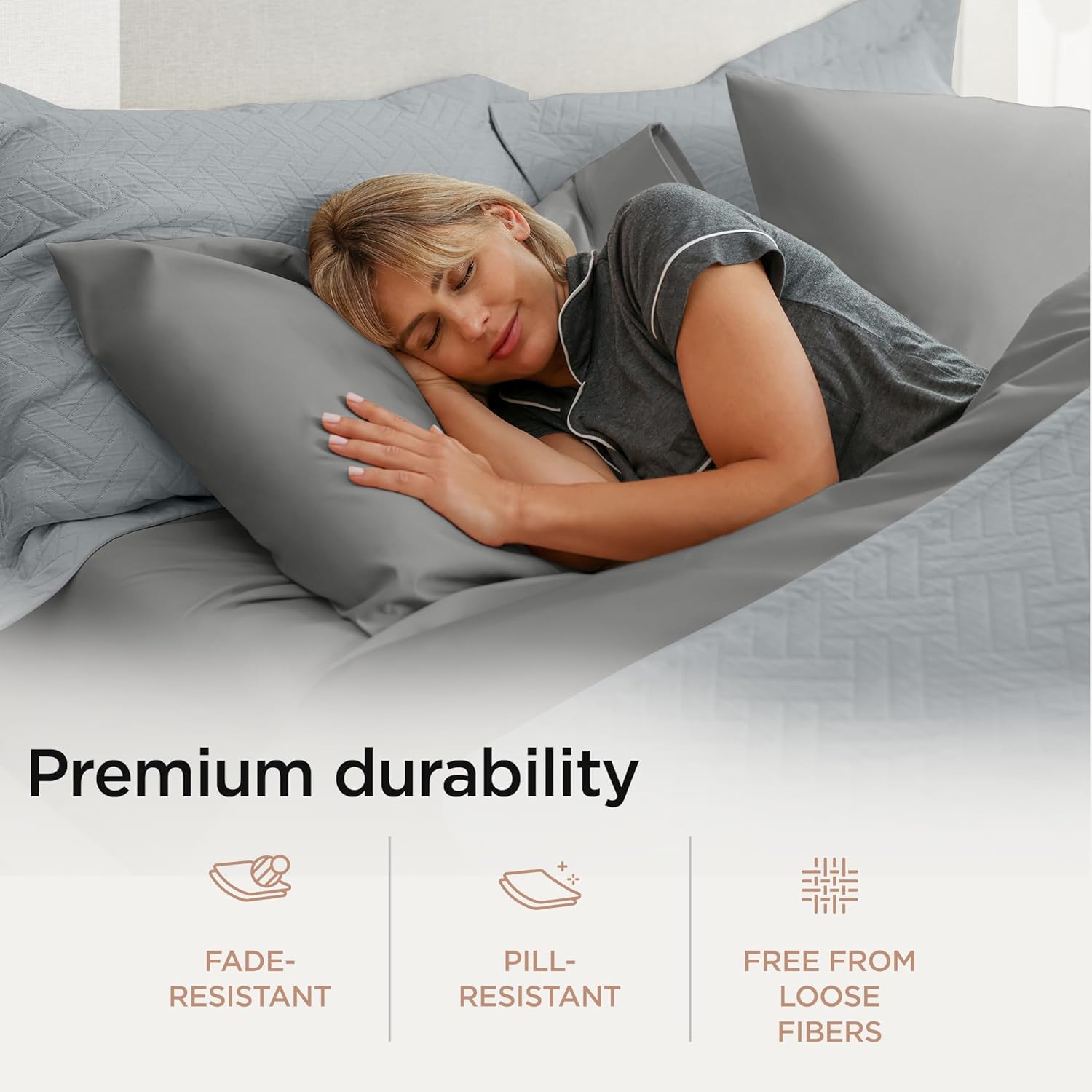 Threadmill Certified 100% American Supima Cotton Luxury Sheets, California-King Sheets, 1000 Thread Count Sateen Weave, 4 Pc Bed Sheets Set, Dark Grey Sheet with Elasticized Deep Pocket