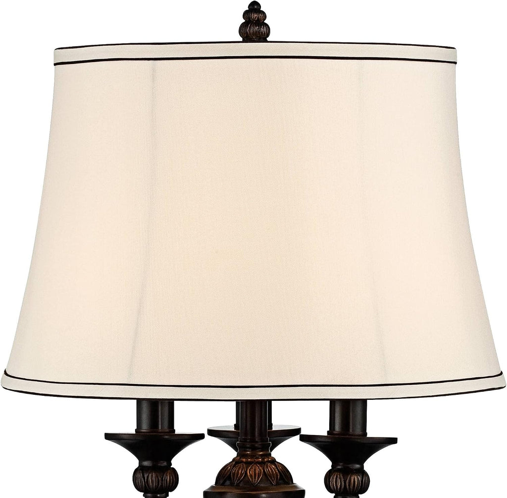 Kathy Ireland Mulholland Traditional Vintage Table Lamp 37' Tall Bronze Golden Marbleized White Bell Shade Decor for Living Room Bedroom House Bedside Nightstand Home Office Entryway Family
