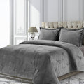 Velvet Comforter Set Oversized Queen 3 Piece (Comforter + 2 Pillowcases) Dark Gray 600 GSM