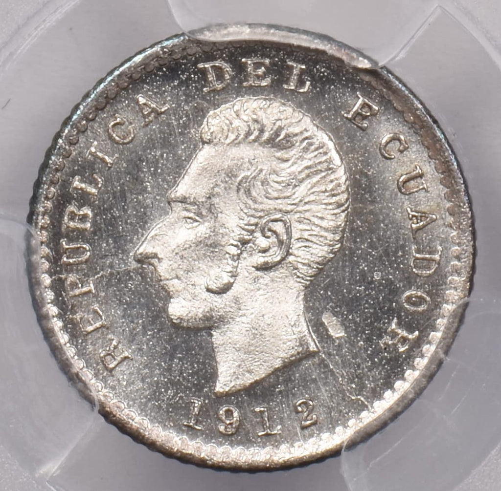 Collectible Coin Ecuador 1912 L FG 1/2 Decimo Eagle animal PCGS MS 65 rare condition Lima PC1254