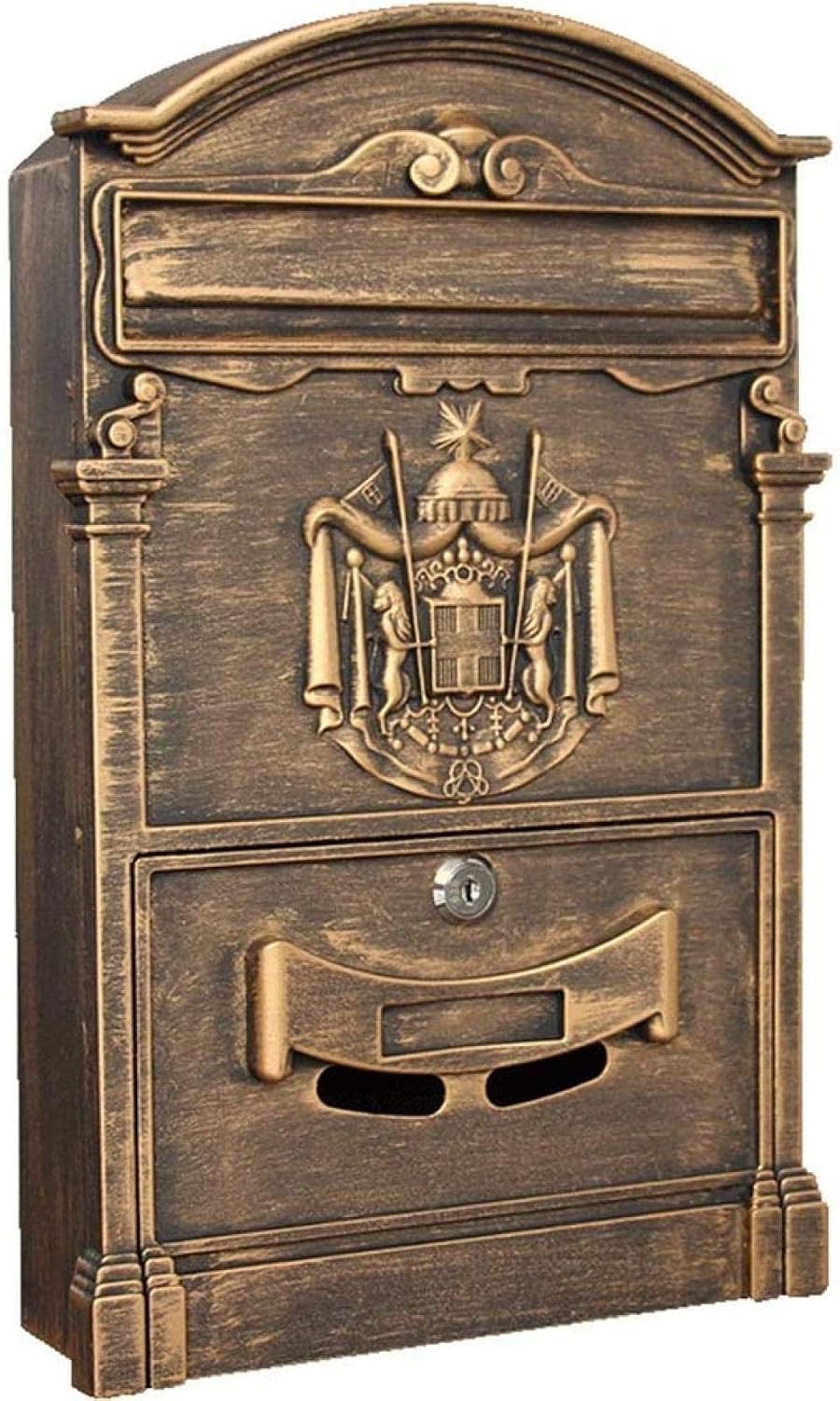 Post Box Wall Mount Lockable Mailbox Modern Outdoor Galvanized Metal Key Large Capacity Commercial Rural Home Decorative Outdoor Mailbox-41x26x9cm