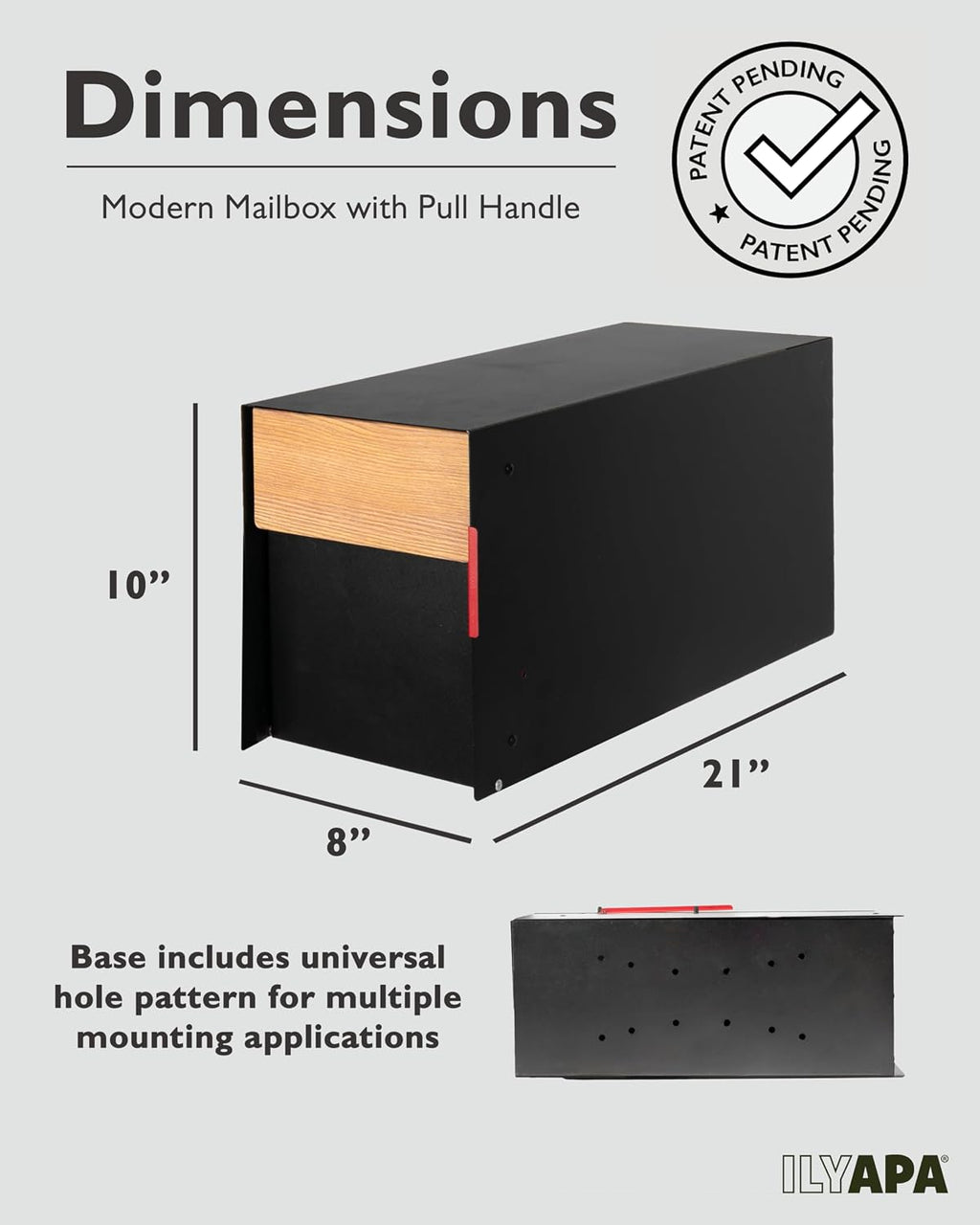 Ilyapa Modern Curbside Mailbox & Post Kit: All Weather Powder-Coated Steel Mail Box with Magnetic Door, Stainless Hinges, and Heavy-Duty 43' Metal Post Sleeve Mount