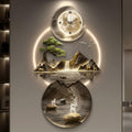 XQDYSG Wall Sculptures 3D Wall Art Decor Clock Plug-in Power Supply Home Decor Wall Modern Wall Hanging Sculpture Painting with LED Light for Bedroom Living Room Apartmen(Stylle C,23.62 * 47.24IN)
