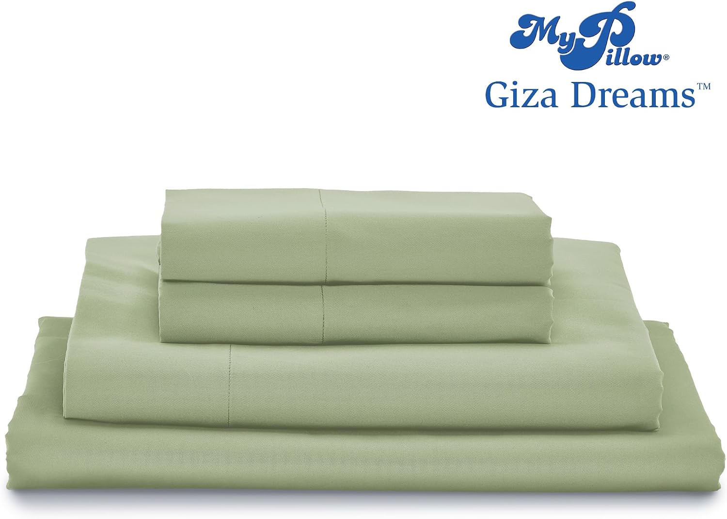 MyPillow Giza Dreams Bed Sheets, 100% Certified Giza Egyptian Cotton, Deep Pocket, Sateen Weave [King, Sage]
