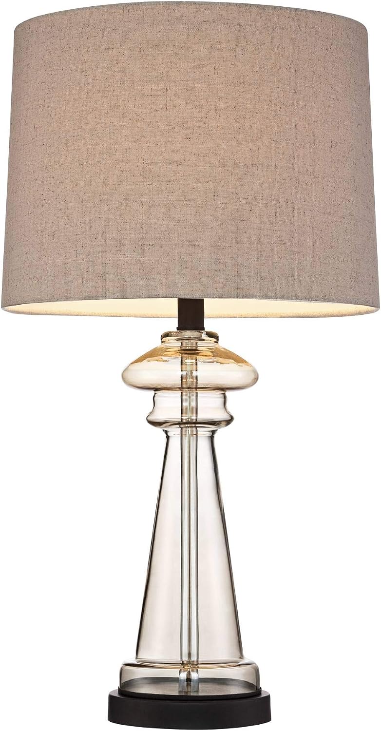 360 Lighting Dalia Traditional Country Cottage Table Lamps 27' Tall Set of 2 Clear Champagne Glass Taupe Tapered Drum Shade for Bedroom Living Room House Bedside Nightstand Office Family
