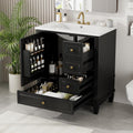 Harper & Bright Designs 30' Bathroom Vanity with Sink, Free Standing Single Basin Vanity Set with One Door and Three Drawers, Solid Wood Storage Cabinet with Ceramic Basin for Bathroom, Black