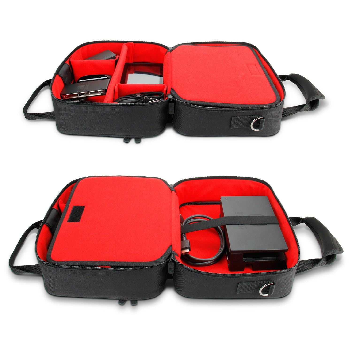 USA Gear Console Case (PS4 Blue, Xbox Green & Switch Red) Console Travel Bag Compatible with PlayStation 4 / Xbox One / Xbox 360 / Nintendo Switch Customizable Interior & Water Resistant Exterior