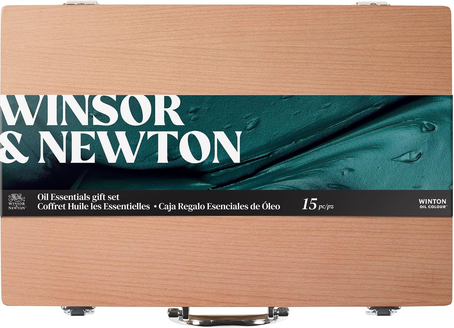 Winsor & Newton Winton Oil Colour, Wooden Paint Set 8 x 37ml Tubes (includes Liquin, Sansodor, 2 Brushes, Knife, Cloth, Godet)