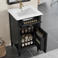 Harper & Bright Designs 20' Bathroom Vanity with Sink, Free Standing Vanity Set with Tip-Out Drawer, Storage Racks, and Adjustable Shelf, Wood Bathroom Cabinet with Ceramic Basin for Bathroom, Black