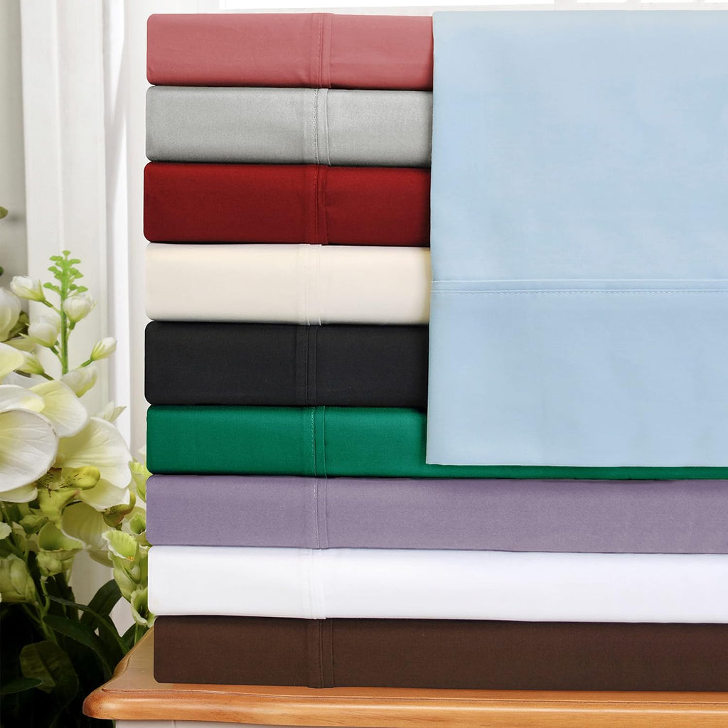 Superior Egyptian Cotton 530 Thread Count Bed Sheet Set, 1 Elastic Deep Pocket Fitted Sheet, 1 Flat Sheet, 2 Pillowcases, Soft Bedding, Luxury Sheets, Sateen Weave, Full Size, Ivory