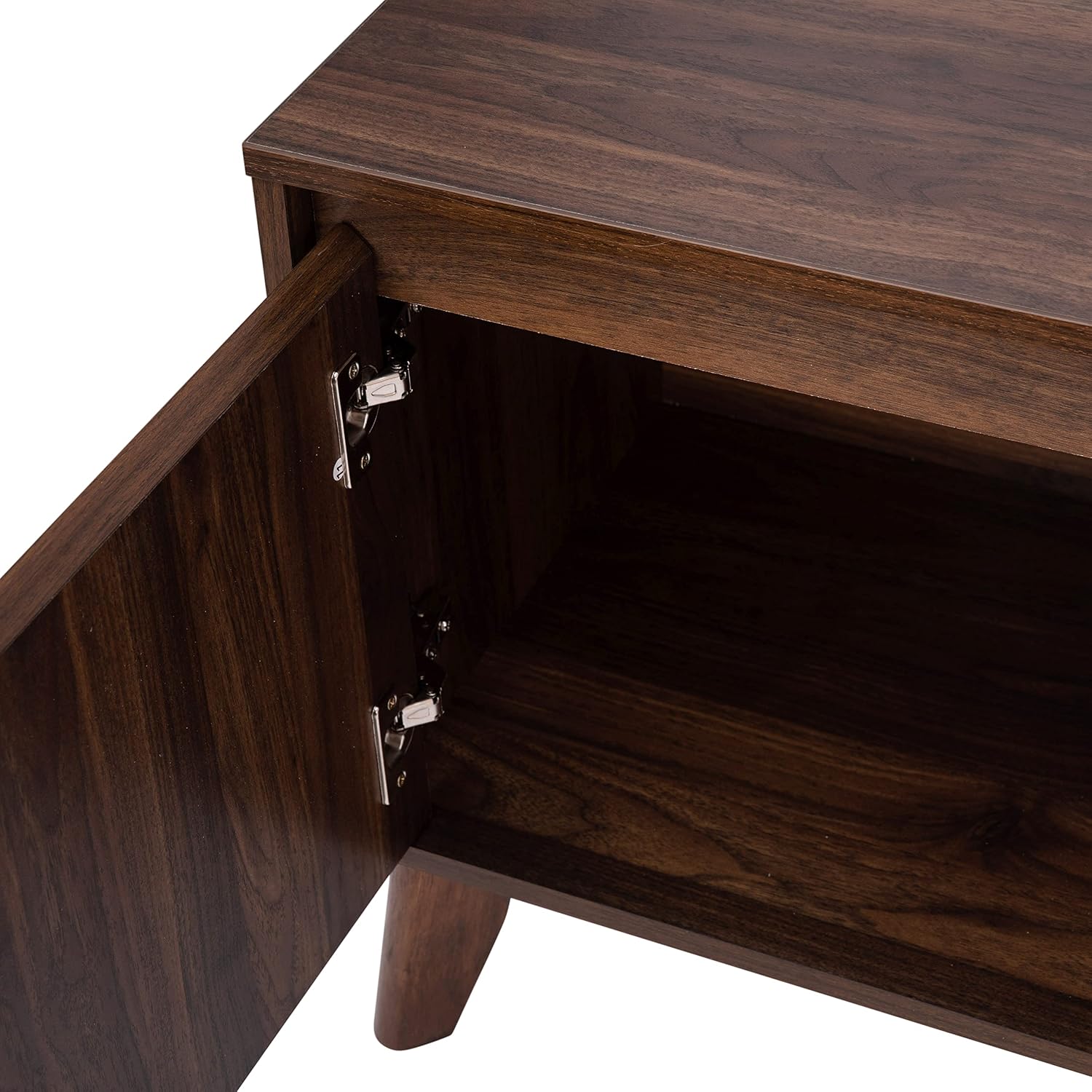Flash Furniture Hatfield Mid-Century Modern TV Stand For 65+ Inch TV's - Walnut Laminate Finish - 70 Inch Media Center - Adjustable Center Shelf - Soft Close Doors