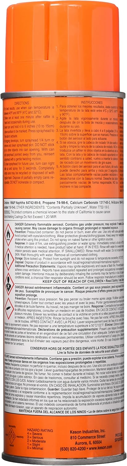 Keson SP20GO UltraMark Fluorescent Spray Paint, Glo Orange, 17 oz.