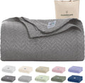 CLOUDSCAPE 100% Cotton King Size Blanket, Soft Herringbone Weave, 92'x108', Fits Upto Cal King, Breathable Lightweight Summer King Cotton Blanket for Adults, All Season Blankets - Sharkskin