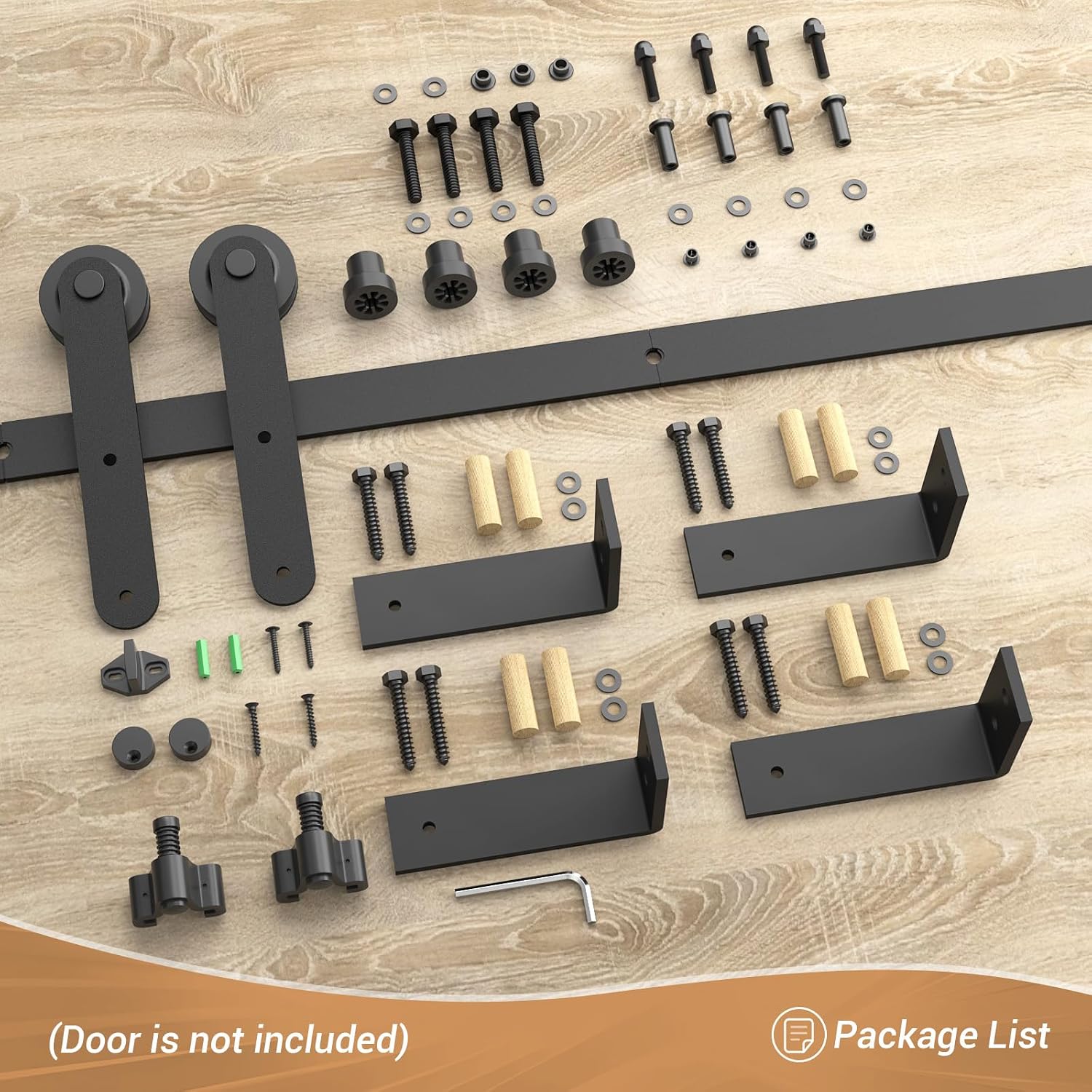 4-12FT Sliding Barn Door Hardware Kit Ceiling Mount Style, 6.6FT Length Rails fit 39.6' Width Single Door Panel, Line Style