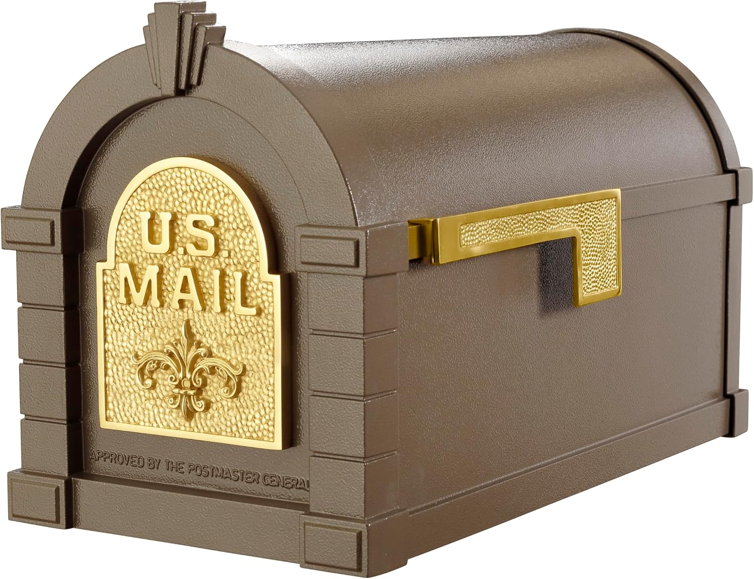 Gaines Keystone Series Mailbox - Bronze with Polished Brass Fleur de Lis